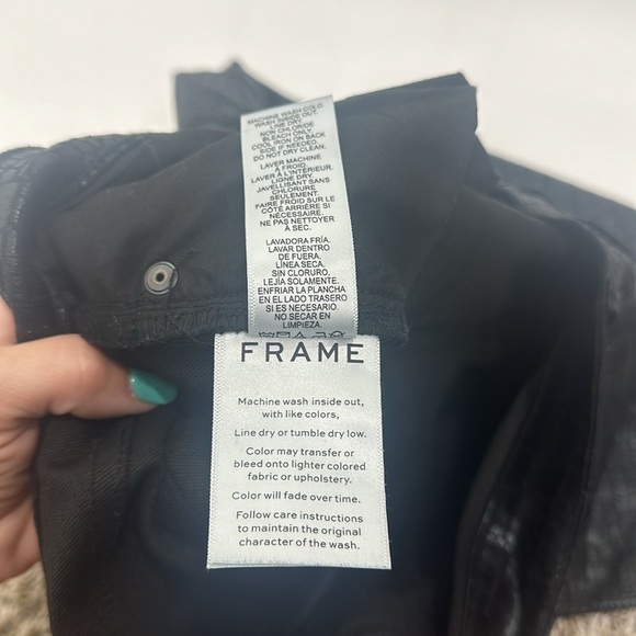 Frame Le High Skinny noir croc black pants size 33 - Picture 10 of 10